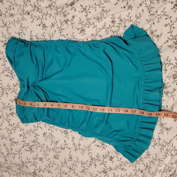 Jantzen teal aqua one piece swimsuit strapless size 6 - Picture 2 of 6